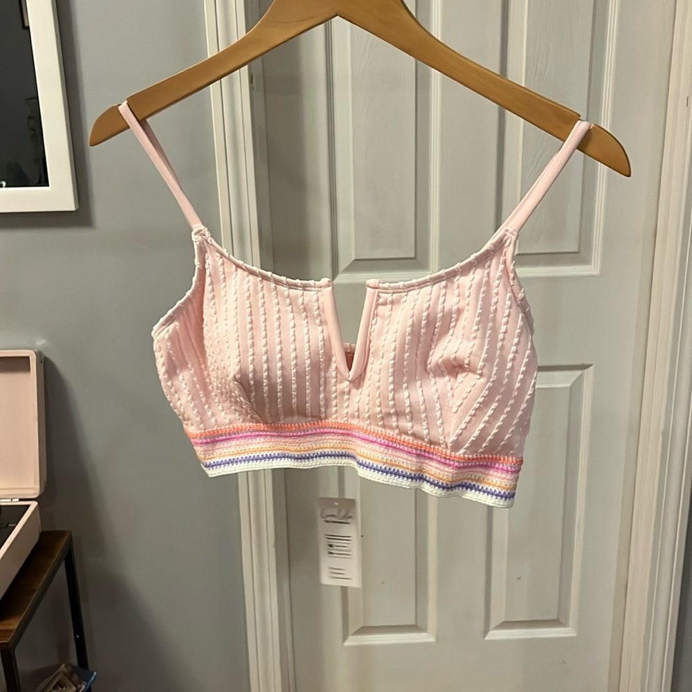 Cupshe Pink V-Wire Bikini Top & Purple High-Rise Bottoms Set size medium